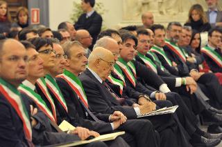Il Presidente Giorgio Napolitano nel corso dell'incontro con il Comitato Direttivo dell'Associazione Nazionale Comuni Italiani dal titolo: &quot;Risanamento e crescita del Paese: il contributo dei Comuni e le prospettive della finanza locale