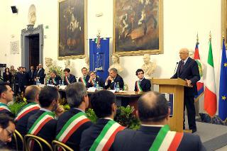 Il Presidente Giorgio Napolitano durante il suo intervento in occasione dell'incontro con il Comitato Direttivo dell'Associazione Nazionale Comuni Italiani dal titolo: &quot;Risanamento e crescita del Paese: il contributo dei Comuni e le prospettive della finanza locale&quot;
