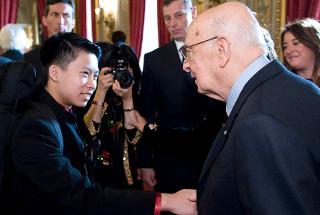 Il Presidente Giorgio Napolitano con Kerson Leong, Violino della Wiener Kammer Orchester