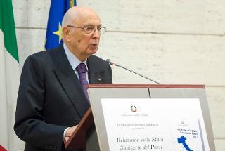Il Presidente Giorgio Napolitano rivolge il suo indirizzo di saluto in occasione della presentazione della &quot;Relazione sullo stato sanitario del Paese 2011&quot;