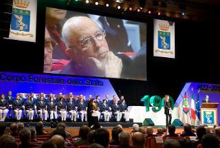 Il Presidente Giorgiio Napolitano nel corso della celebrazione del 190° anniversario di fondazione del Corpo Forestale dello Stato