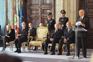 Il Presidente Giorgio Napolitano durante il suo intervento in occasione della presentazione degli auguri di Natale e Capodanno da parte del Corpo Diplomatico
