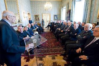 Il Presidente Giorgio Napolitano nel corso dell'incontro con una delegazione dell'ENEL S.p.A. in occasione del 50° anniversario di fondazione