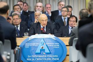 Il Presidente Giorgio Napolitano nel corso della IX Conferenza degli Ambasciatori Italiani nel mondo