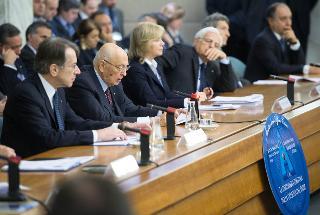 Il Presidente Giorgio Napolitano con il Ministro degli Affari Esteri Giulio Terzi di Sant'Agata e il Sottosegretario Marta Dassù nel corso della IX Conferenza degli Ambasciatori Italiani nel mondo