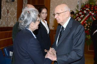 Il Presidente Giorgio Napolitano con i familiari della Senatrice scomparsa Prof.ssa Rita Levi Montalcini