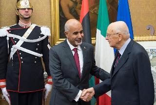 Il Presidente Giorgio Napolitano con Mohammed al-Mgarief, Presidente del Congresso Nazionale Generale della Libia