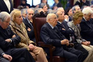 Il Presidente Giorgio Napolitano nel corso della conferenza sul tema: &quot;Da Alcide De Gasperi ad Altiero Spinelli. Dalla Comunità economica alla Unione Europea&quot;