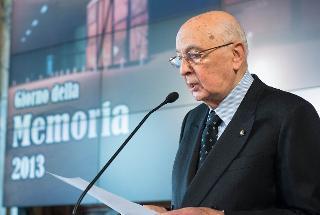 Il Presidente Giorgio Napolitano rivolge il suo indirizzo di saluto in occasione della celebrazione del &quot;Giorno della Memoria&quot;