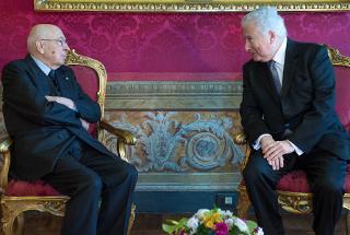 Il Presidente Giorgio Napolitano nel corso dell'incontro con Renzo Gattegna, Presidente dell'Unione delle Comunità Ebraiche Italiane