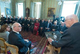 Il Presidente Giorgio Napolitano rivolge il suo indirizzo di saluto in occasione dell'incontro con una rappresentanza dell'Ordine dei Giornalisti