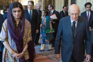 Il Presidente Giorgio Napolitano con Hina Rabbani Khar, Ministro degli Affari Esteri della Repubblica Islamica del Pakistan