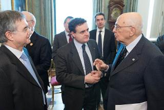 Il Presidente Giorgio Napolitano con Franco Siddi, Segretario generale della Federazione Nazionale Stampa Italiana, al termine dell'incontro con una rappresentanza dell'Ordine dei Giornalisti