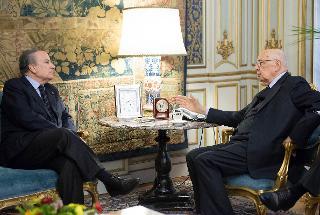 Il Presidente Giorgio Napolitano nel corso dei colloqui con il nuovo Presidente della Corte costituzionale Franco Gallo