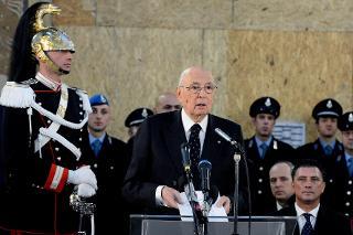 Il Presidente Giorgio Napolitano durante il suo intervento in occasione della visita alla Casa Circondariale di San Vittore