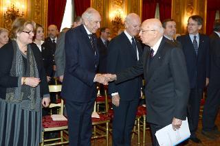 Il Presidente Giorgio Napolitano con il Sen. Lucio Toth, Presidente dell'Associazione Nazionale Venezia Giulia e Dalmazia in occasione della celebrazione del Giorno del Ricordo