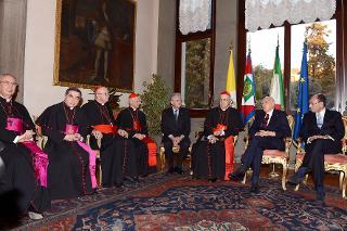 Il Presidente Giorgio Napolitano all'Ambasciata d'Italia presso la Santa Sede in occasione della ricorrenza della firma dei Patti Lateranensi e dell'Accordo di Revisione del Concordato