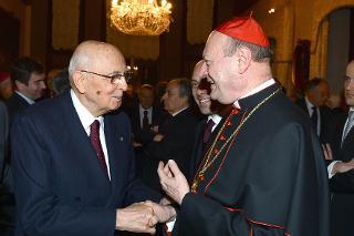 Il Presidente Giorgio Napolitano con S .Em. Rev.ma il Cardinale Gianfranco Ravasi, in occasione della ricorrenza della firma dei Patti Lateranensi e dell'Accordo di Revisione del Concordato
