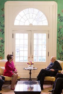 Il Presidente Giorgio Napolitano nel corso dell'incontro con Nancy Pelosi