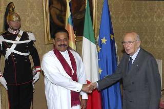Il Presidente Giorgio Napolitano con il Presidente della Repubblica Democratica Socialista di Sri Lanka, Signor Mahinda Rajapakse