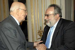 Il Presidente Giorgio Napolitano con Andrea Tieghi, Presidente dell'Associazione Volontari Italiani Sangue