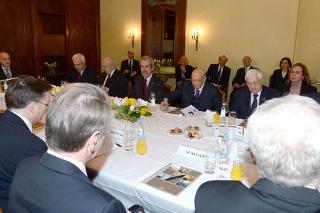 Il Presidente della Repubblica Giorgio Napolitano nel corso dell'incontro con i &quot;pensatori&quot; tedeschi dedicato ai temi europei