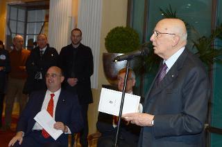 Il Presidente della Repubblica Giorgio Napolitano in occasione dell'incontro con la collettività italiana e con gli studenti di italiano