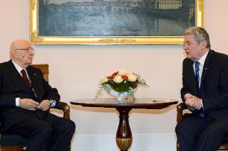 Il Presidente della Repubblica Giorgio Napolitano a colloquio con il Presidente Gauck