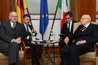 Il Presidente della Repubblica Giorgio Napolitano durante l'incontro con il Presidente del Bundestag, Norbert Lammert