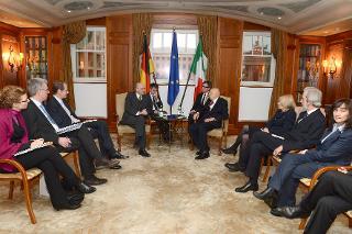 Il Presidente della Repubblica Giorgio Napolitano durante l'incontro con il Presidente del Bundestag, Norbert Lammert