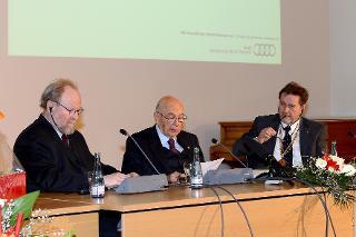 Il Presidente della Repubblica Giorgio Napolitano durante la lecture all'Università Humboldt a Berlino