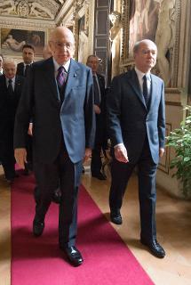 Il Presidente Giorgio Napolitano con il neo Presidente del Consiglio di Stato Giorgio Giovannini, in occasione della cerimonia di inaugurazione dell'Anno Giudiziario