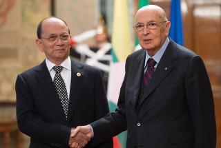 Il Presidente Giorgio Napolitano con il Presidente della Repubblica dell'Unione del Myanmar Thein Sein