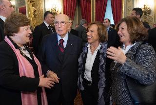 Il Presidente Giorgio Napolitano con i tre Ministri donna del Governo Monti, da sinistra Anna Maria Cancellieri, Elsa Fornero e Paola Severino