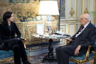 Il Presidente Giorgio Napolitano con il nuovo Presidente della Camera dei deputati Laura Boldrini