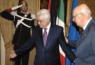 Il Presidente Giorgio Napolitano con Abu Mazen, Presidente dell'Autorità Nazionale Palestinese.