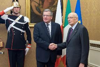 Il Presidente Giorgio Napolitano con il Presidente della Repubblica di Polonia Bronislaw Komoroswki