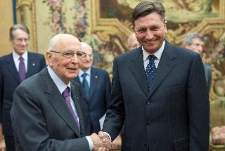 Il Presidente Giorgio Napolitano con il Presidente della Repubblica di Slovenia Borut Pahor