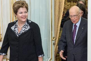 Il Presidente Giorgio Napolitano con Dilma Rousseff, Presidente della Repubblica Federativa del Brasile