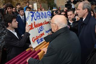 Il Presidente Giorgio Napolitano alla cerimonia commemorativa del 69° anniversario dell'eccidio delle Fosse Ardeatine