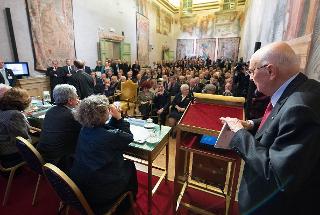 Il Presidente Giorgio Napolitano nel corso del convegno dal titolo "Gerardo Chiaromonte. Uomo delle istituzioni, dirigente politico, intellettuale, meridionalista", nel 20° anniversario della scomparsa