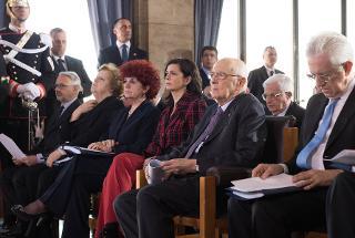 Il Presidente Giorgio Napolitano nel corso della riunione straordinaria per la presentazione della Relazione sulla giurisprudenza della Corte costituzionale nel 2012