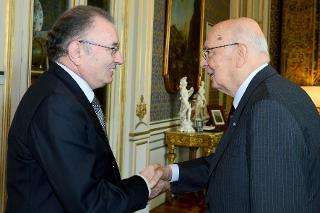 Il Presidente Giorgio Napolitano accoglie Giorgio Squinzi, Presidente di Confindustria al Quirinale