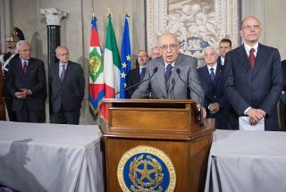 Il Presidente Giorgio Napolitano con il Presidente del Consiglio incaricato Enrico Letta