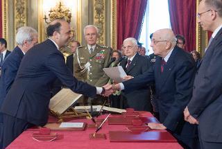 Il Presidente Giorgio Napolitano con il neo Vice Presidente del Consiglio e Ministro dell'Interno Angelino Alfano
