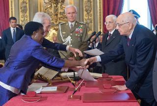 Il Presidente Giorgio Napolitano con il neo Ministro per l'Integrazione Cecile Kyenge