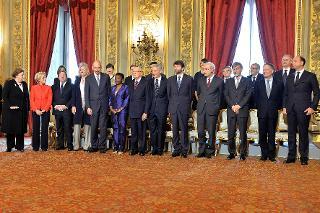 ll Presidente della Repubblica Giorgio Napolitano con i nuovi Ministri del Governo Letta
