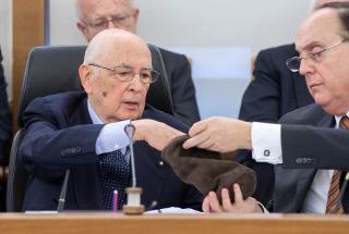 Il Presidente Giorgio Napolitano in occasione della seduta straordinaria plenaria del CSM per il conferimento dell'ufficio direttivo apicale giudicante di legittimità di Primo Presidente della Corte Suprema di Cassazione