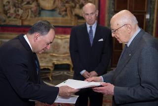 Il Presidente Giorgio Napolitano con S.E. il Signor Charbel Stephan, nuovo Ambasciatore della Repubblica Libanese, in occasione della presentazione delle Lettere Credenziali