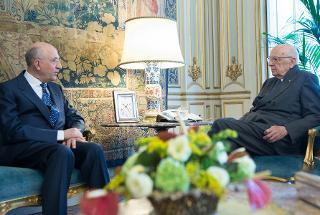 Il Presidente Giorgio Napolitano nel corso dell'incontro con Antonio Patuelli, Presidente dell'Associazione Bancaria Italiana